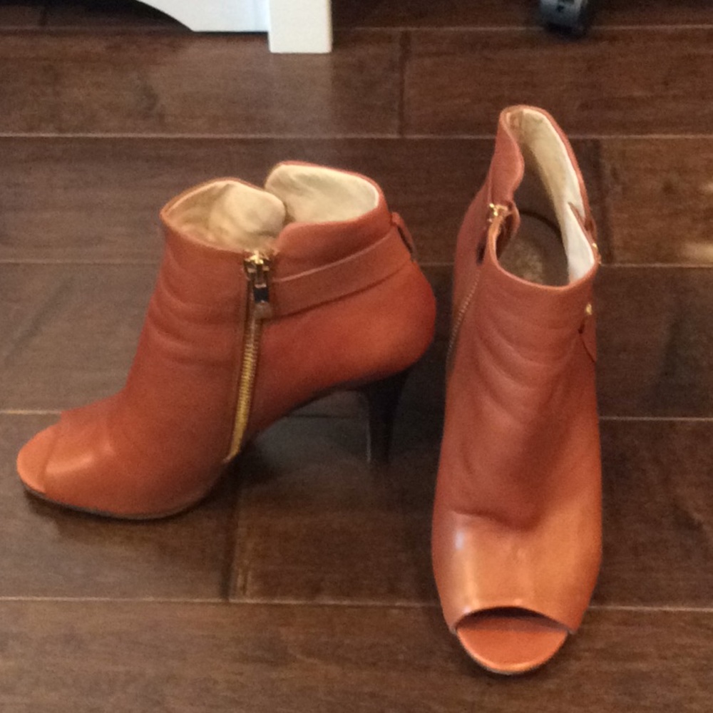 Brown leather booties